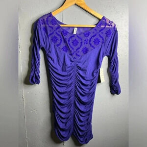 Free People NWT bodycon shear scalloped dress